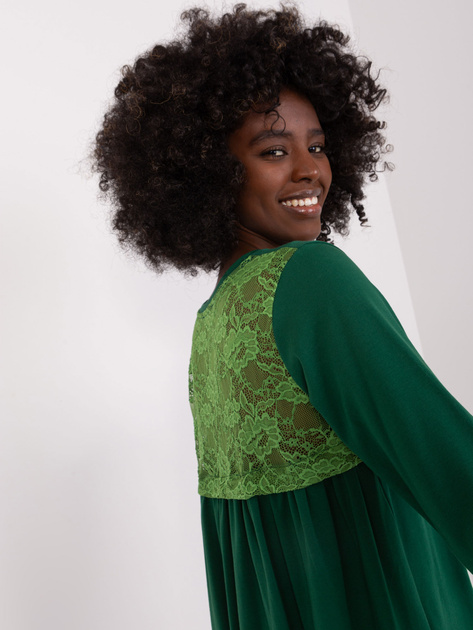 Hurt Ciemnozielona damska sukienka z koronką RUE PARIS