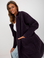 Hurtownia online Ciemnofioletowy płaszcz alpaka z wełną 