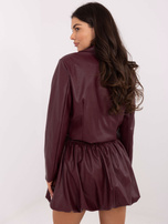 Burgundowa mini spódnica z wszytymi szortami