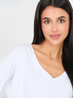 Biała damska bluzka basic z dekoltem V RUE PARIS