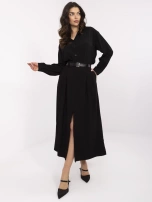 Czarna midi spódnica trapezowa z paskiem