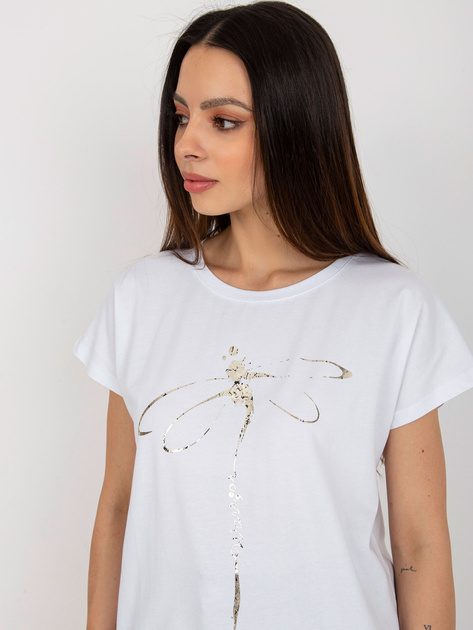 Hurtownia Biała bluzka damska z nadrukiem RUE PARIS