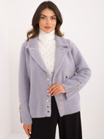 Hurt Light purple alpaca jacket with snap fastener.