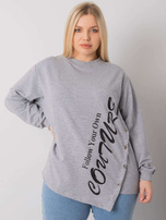 Graue Melange-Asymmetrische Plus-Size-Bluse Elfriede.