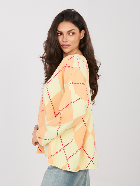 Jasnożółto-pomarańczowa bluza oversize bez kaptura