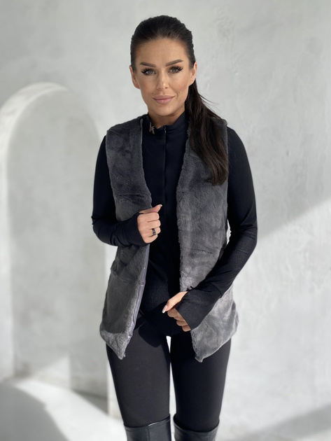 Grafitowa kamizelka futrzana damska Loxxley