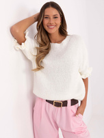 Hurt Ecru damski sweter oversize z okrągłym dekoltem 