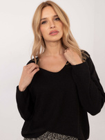 Hurt Czarny sweter oversize w jednolitym kolorze