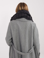 Ciemnoszaro-czarny damski szal z wełną