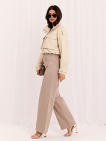 Ciemnobeżowe damskie jeansy wide leg