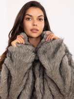 Szara futrzana kurtka z kołnierzem RUE PARIS 