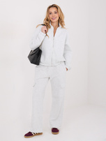 Jasnoszara ocieplana bluza basic z suwakiem