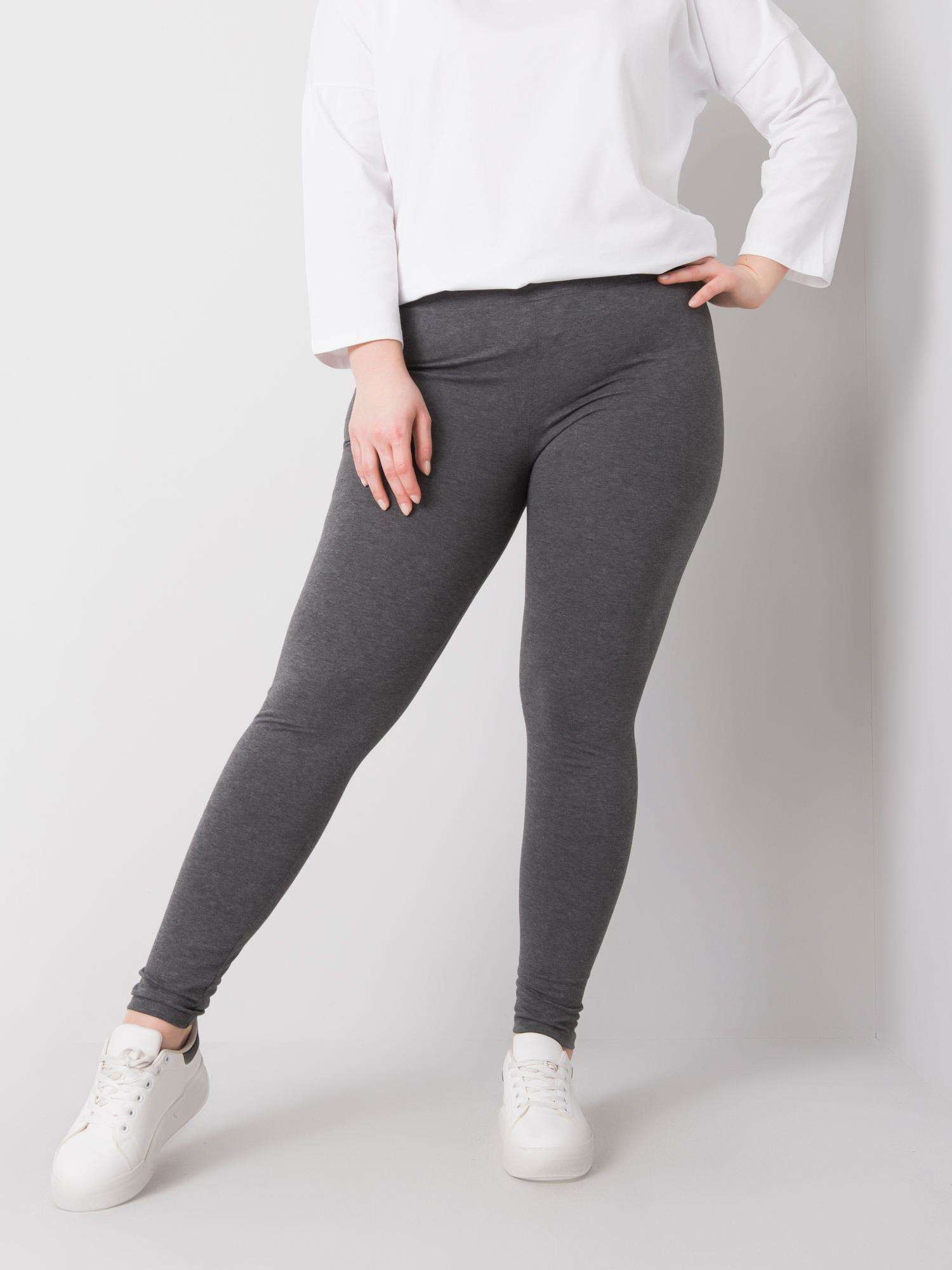 Tmavě šedé melírované legíny z bavlny plus size Phoebe.