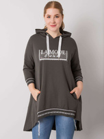Ciemna khaki bluza z kapturem i aplikacją Belina