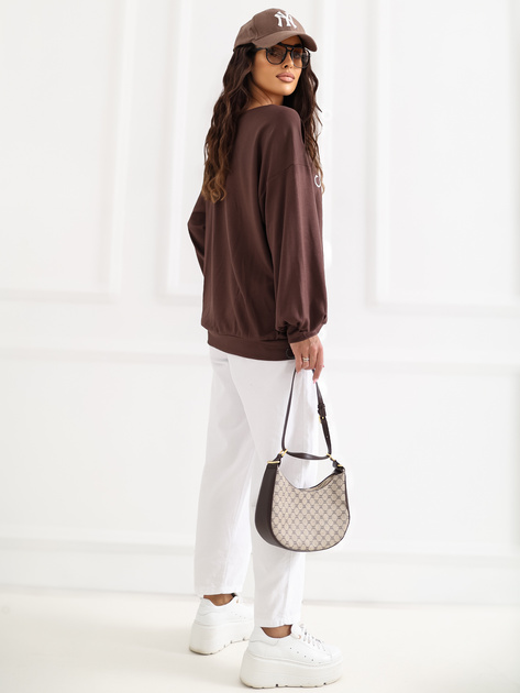 Czekoladowa bluza oversize bez kaptura RUE PARIS