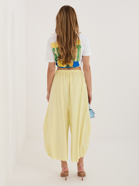 Jasnożółte damskie spodnie alladynki z sztruksu