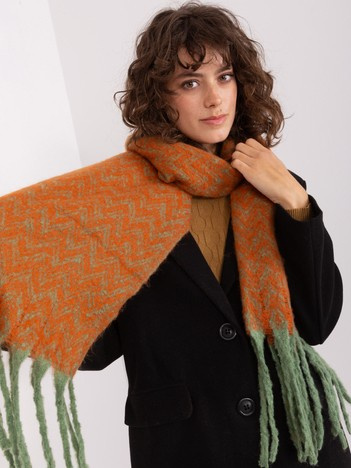 Hurt grün-orange Damen Schal mit Fransen.