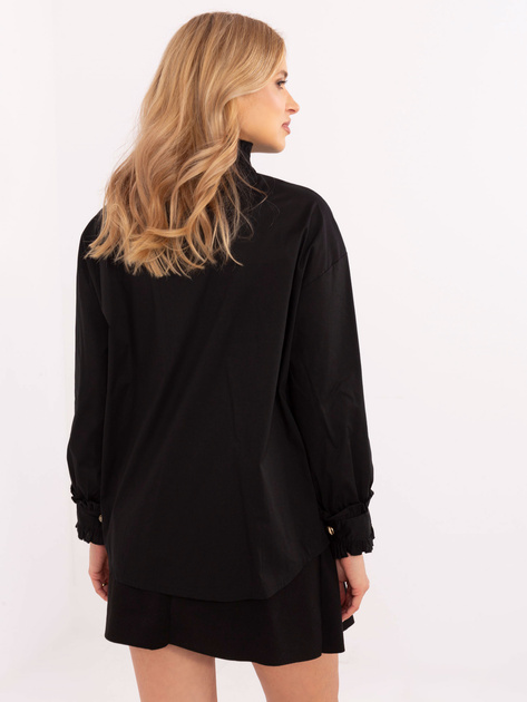 Hurt Czarna damska koszula z ozdobnymi guzikami