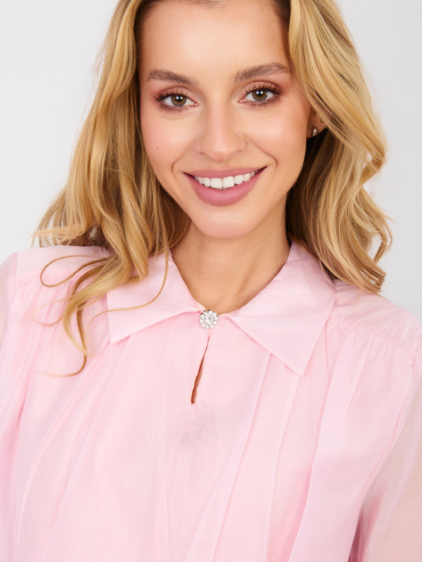 Jasnoróżowa wizytowa bluzka z gumką na dole