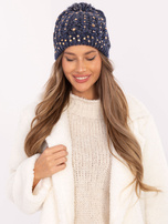 Hurtownia Granatowa damska czapka z aplikacjami