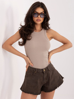 Ciemnobeżowy top bezrękawnik z bawełny SUBLEVEL 