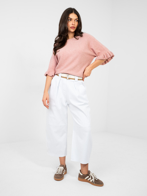 Brudnoróżowy damski sweter oversize z rękawem 3/4