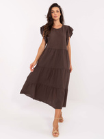 Dunkelbraunes Oversize-Kleid aus Baumwolle OCH BELLA.