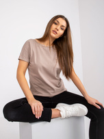 Ciemnobeżowa bluzka z dekoltem na plecach Salma RUE PARIS