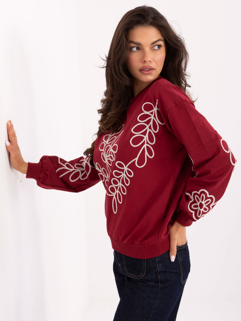 Bordowa bluza z okrągłym dekoltem