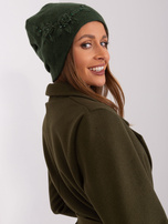 Hurt Ciemnozielona czapka damska dzianinowa