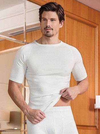 Hurt Ecru męski t-shirt termiczny z okrągłym dekoltem 