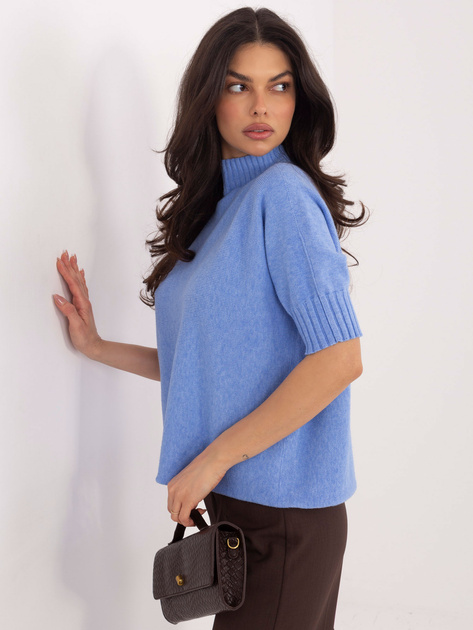 Niebieski damski sweter ze ściągaczami