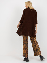 Hurt Ciemnobrązowy luźny kardigan z kieszeniami RUE PARIS 