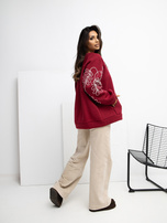 Bordowa bluza oversize bez kaptura RUE PARIS