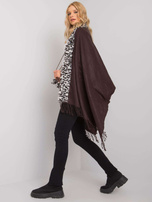 Brązowo-biały szal z futrem