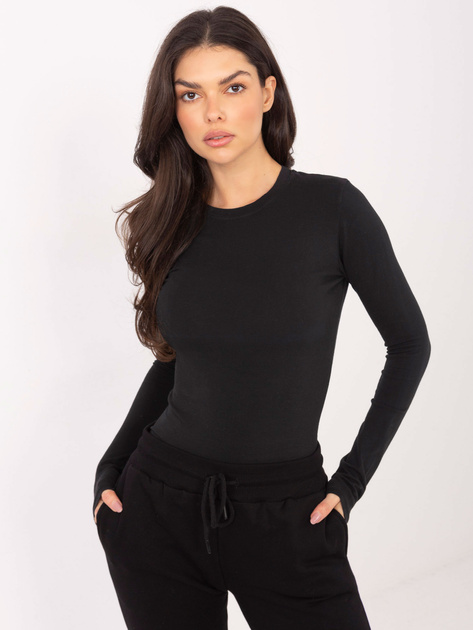 Czarna bawełniana bluzka z długim rękawem