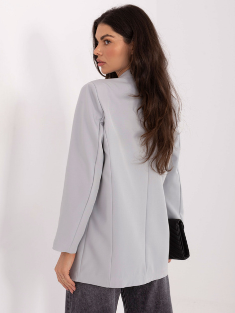 Jasnoszara marynarka z podszewką w panterkę