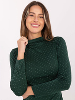 Ciemnozielona dopasowana bluzka z dżetami RUE PARIS 