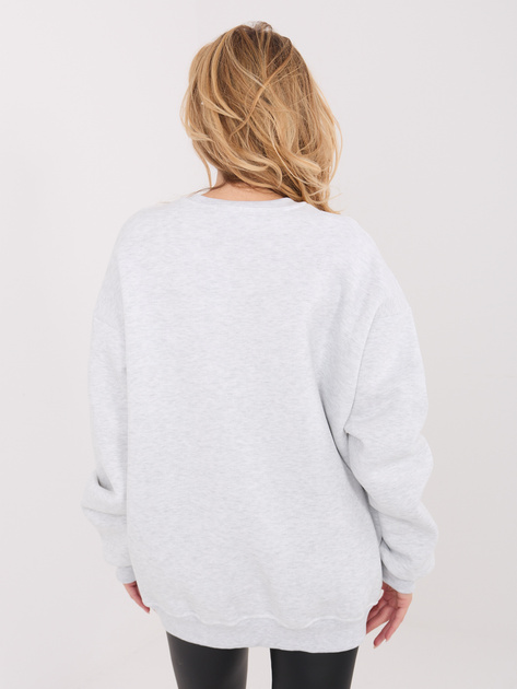 Jasnoszara ocieplana bluza z napisem