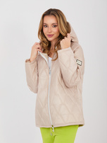 Beżowa pikowana kurtka z suwakiem