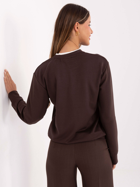 Ciemnobrązowa damska bluzka z okrągłym dekoltem