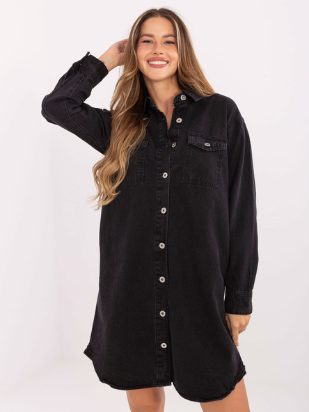 Czarna jeansowa sukienka z guzikami SUBLEVEL