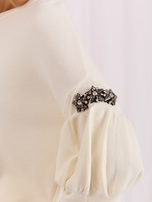 Ecru elegancki sweter z rękawami 3/4