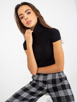 Hurt Czarny dopasowany sweter z golfem i krótkim rękawem  