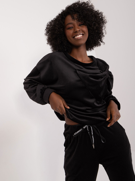 Hurtownia Czarny casualowy komplet damski z weluru