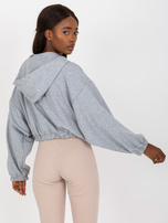 Hurt graue melierte kurze Basic-Bluse mit Bündchen RUE PARIS.