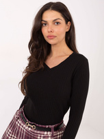 Czarna bluzka basic z bawełny RUE PARIS 