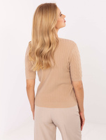 Camelowy damski sweter z domieszką wiskozy