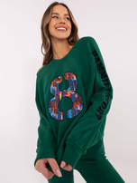 Hurtownia Ciemnozielony dresowy komplet z bluzą oversize