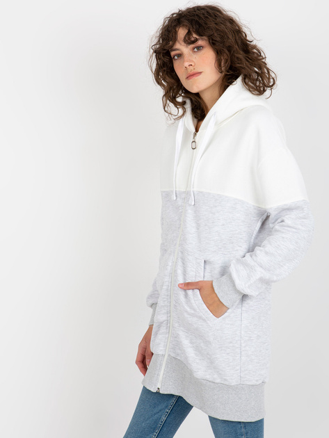 Hurt Ecru-szara dresowa długa bluza basic z suwakiem